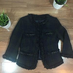 H&M Textured-weave Navy and green Jacket